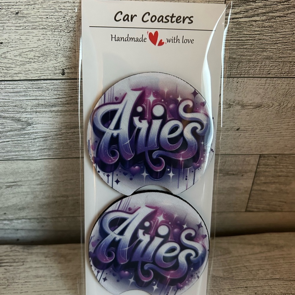 Purple Aries Car Coasters